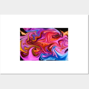 pink, red and purple/blue liquid color waves Posters and Art